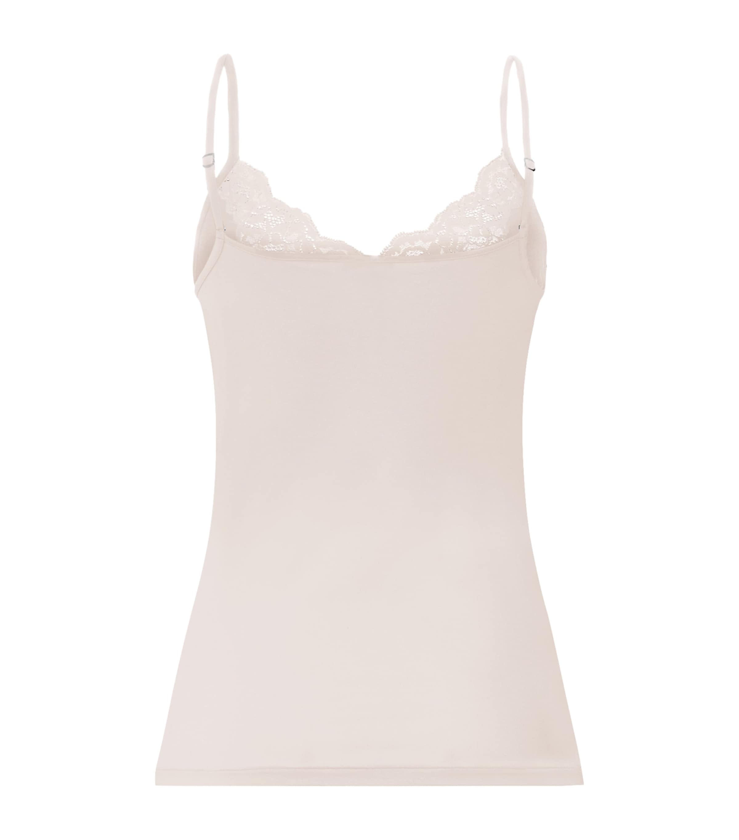 Hanro Womens Lace-Trim Dana Tank Top Moonlight Image 3