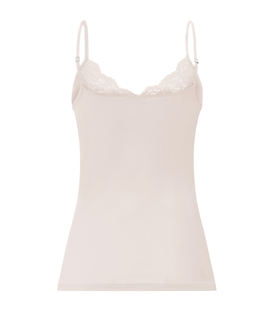 Hanro Womens Lace-Trim Dana Tank Top Moonlight Image 3
