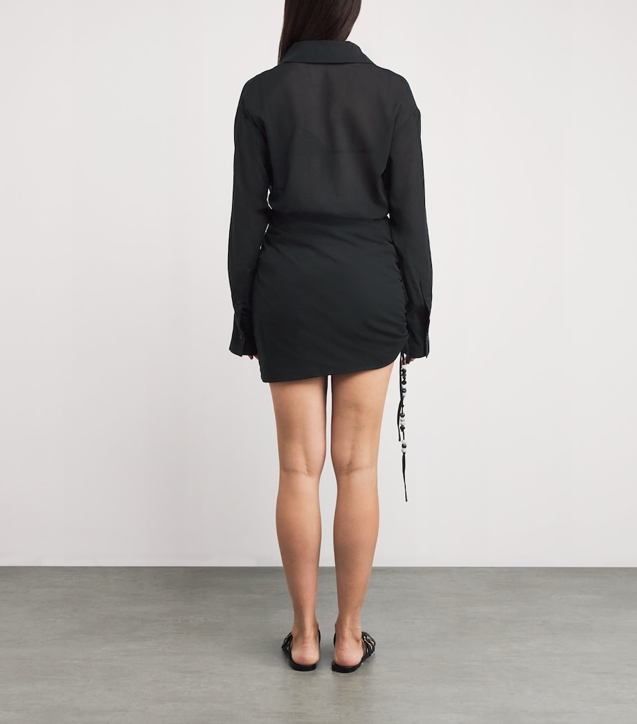 Cotton Bead-Detail Azura Mini Dress BLACK Image 3