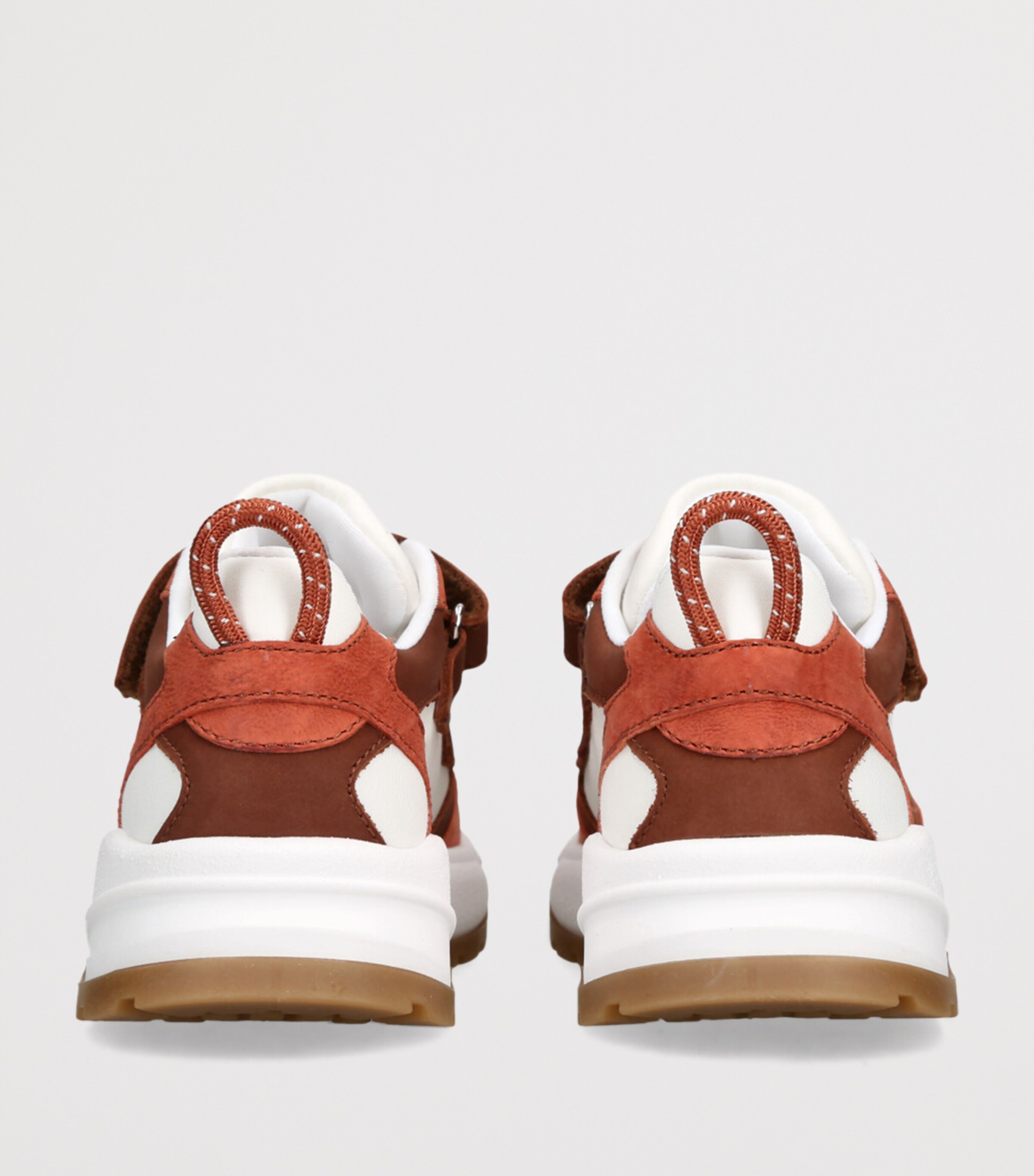Brunello Cucinelli Kids Leather-Panel Velcro-Strap Sneakers White/red Image 2