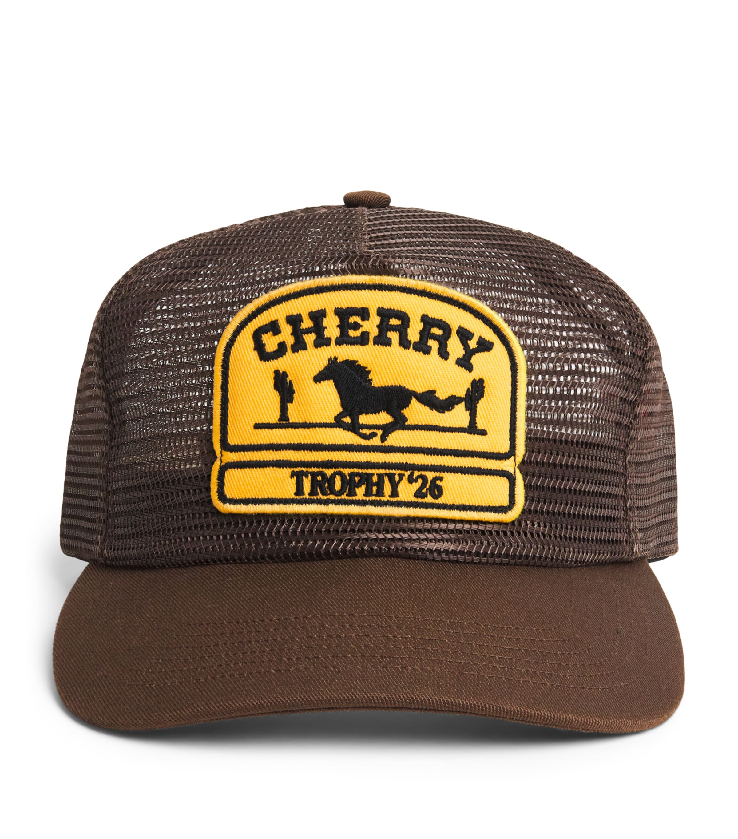 Cherry Los Angeles Mesh Patch Trucker Cap Brown Image 1
