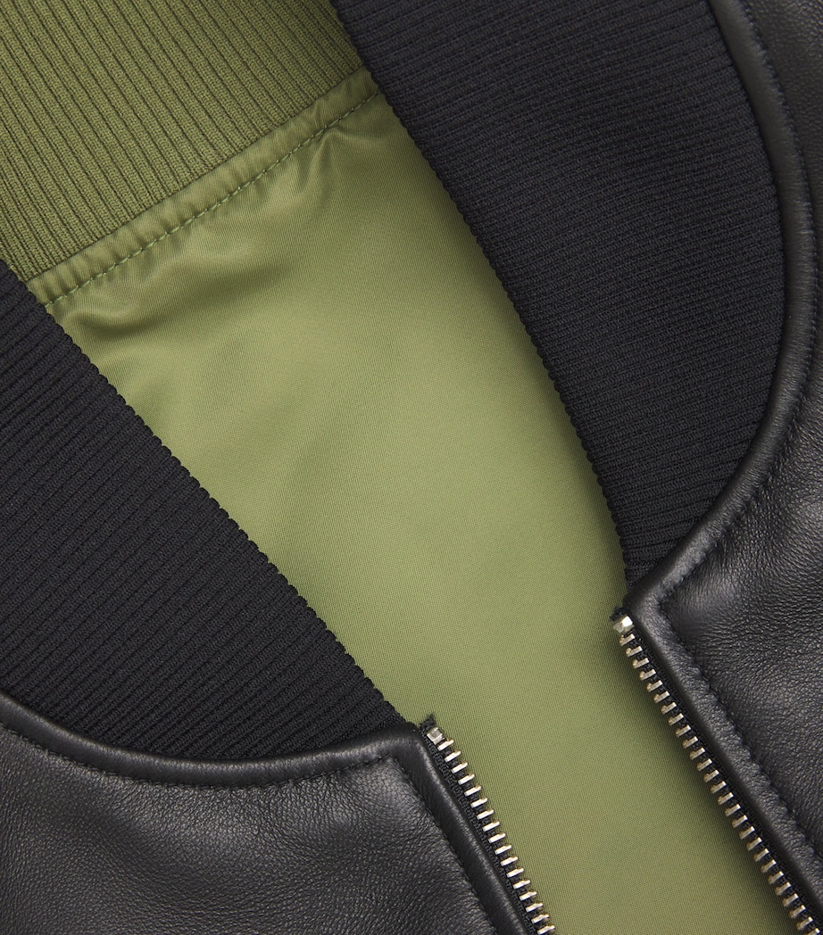 Leather Reversible Easton-SA Bomber Jacket BLACK Image 5