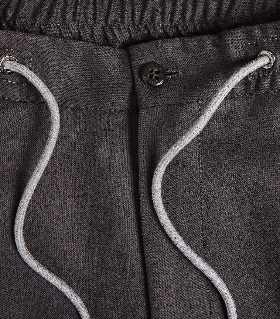 Corneliani Mens Virgin Wool Drawstring Trousers Dark Brown Image 6
