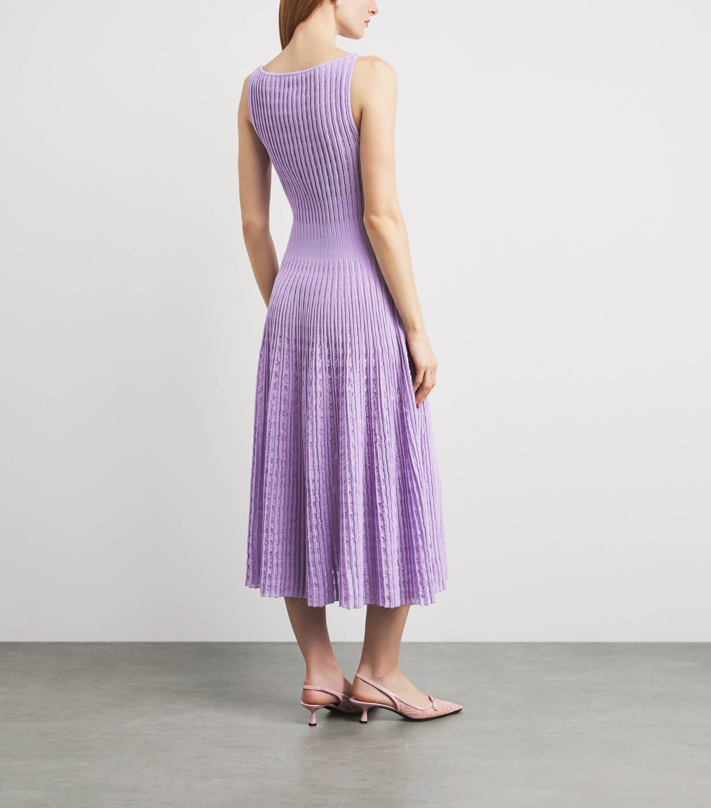 VALENTI Womens Knitted Isabela Midi Dress Lilac Image 4