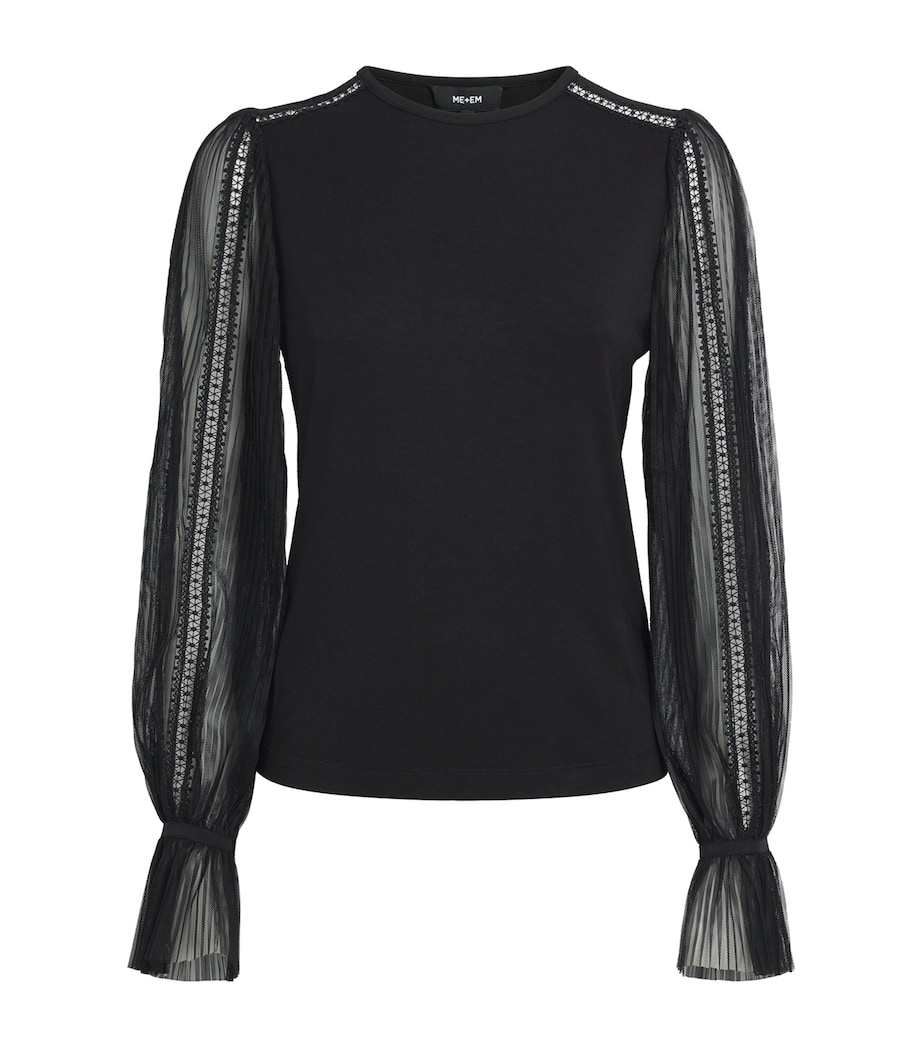 Tulle-Sleeve Layering Blouse BLACK Image 1