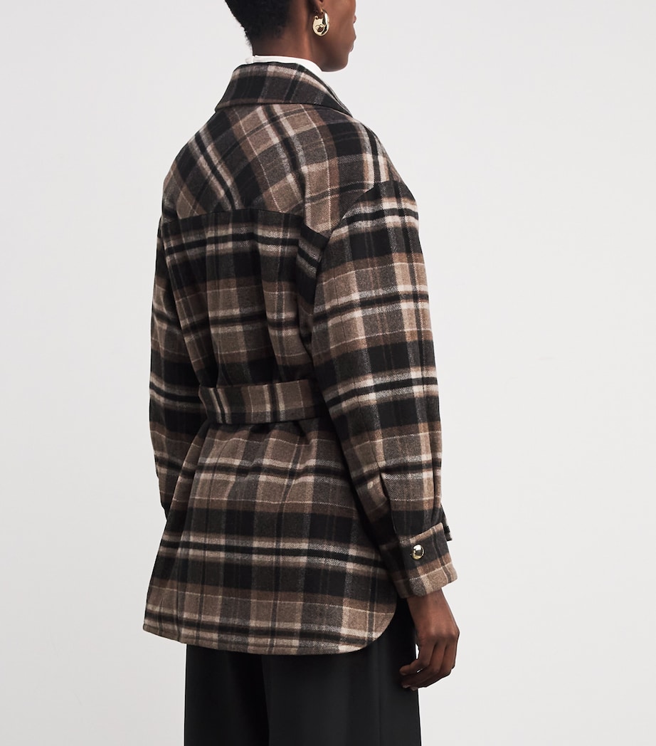 Wool-Blend Check Coat BROWN Image 4