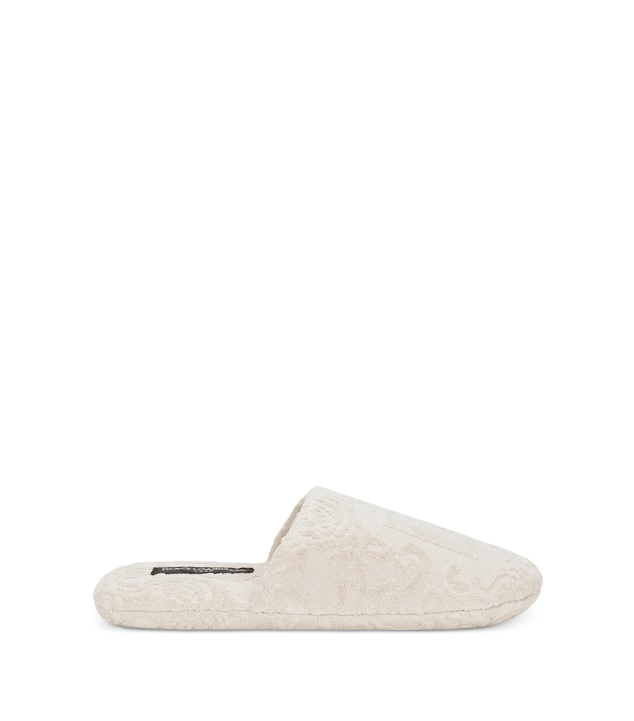 Dolce&Gabbana Casa Terry Cotton DG Slippers Beige Image 1