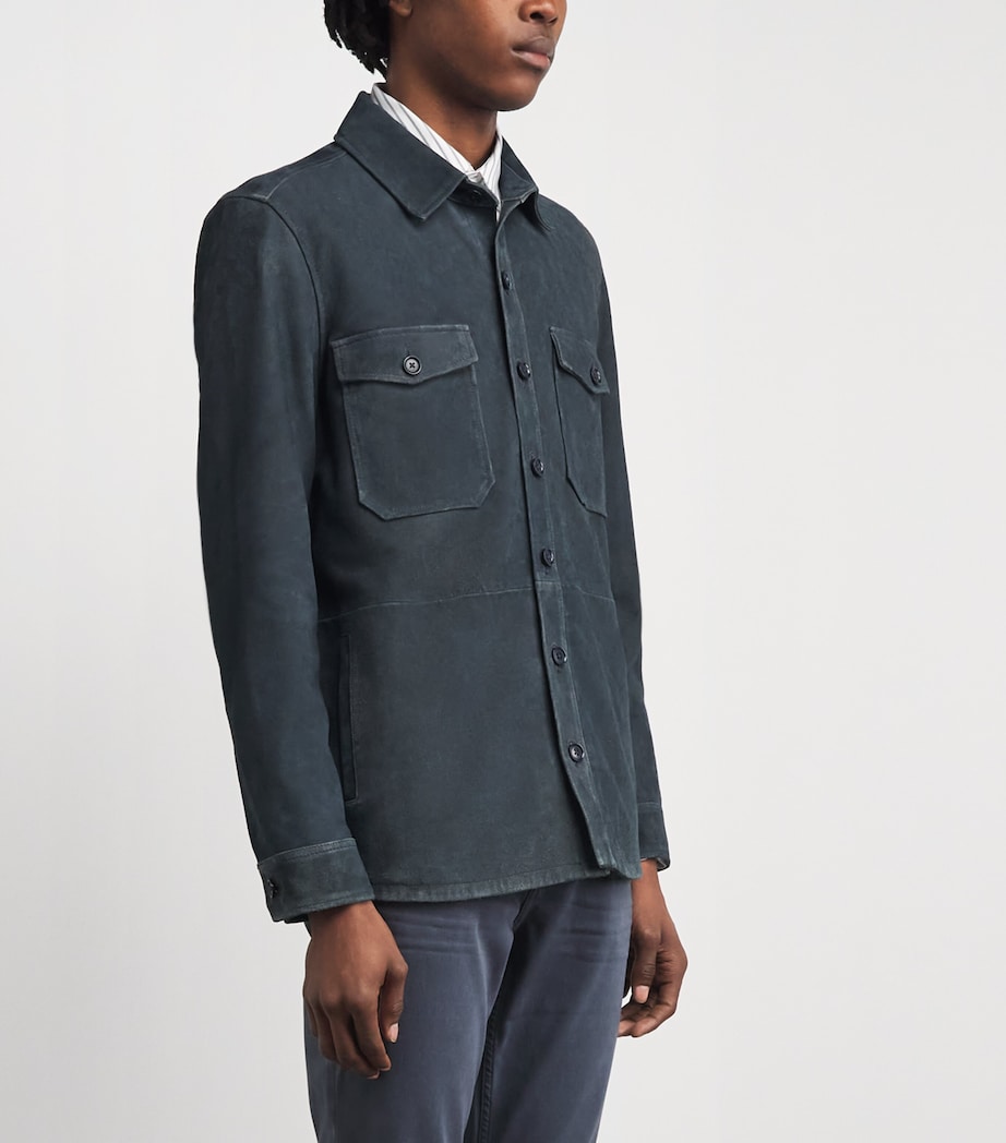 PAIGE Mens Suede Peyman Overshirt Dark Navy Image 4