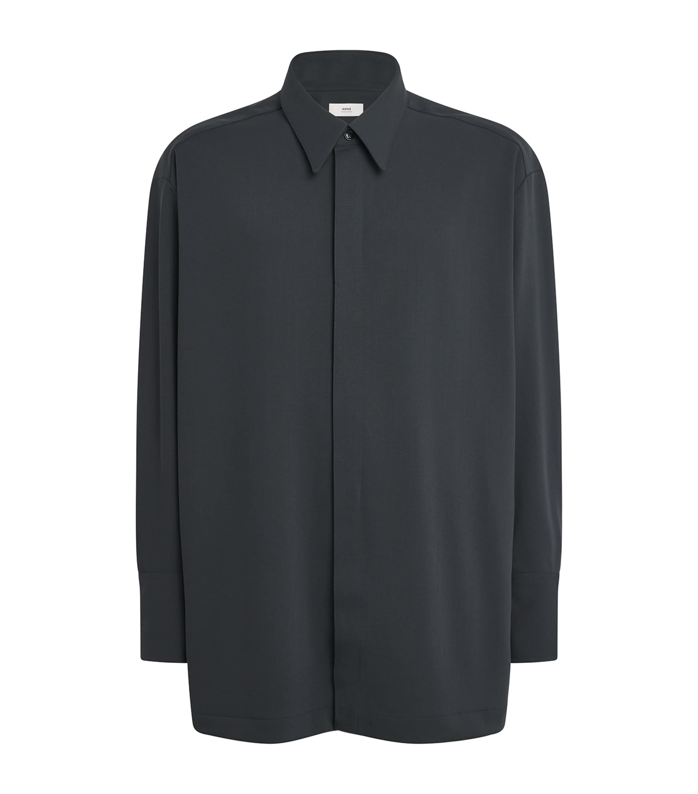 Ami Alexandre Mattiussi Wool Oversized Shirt In Black