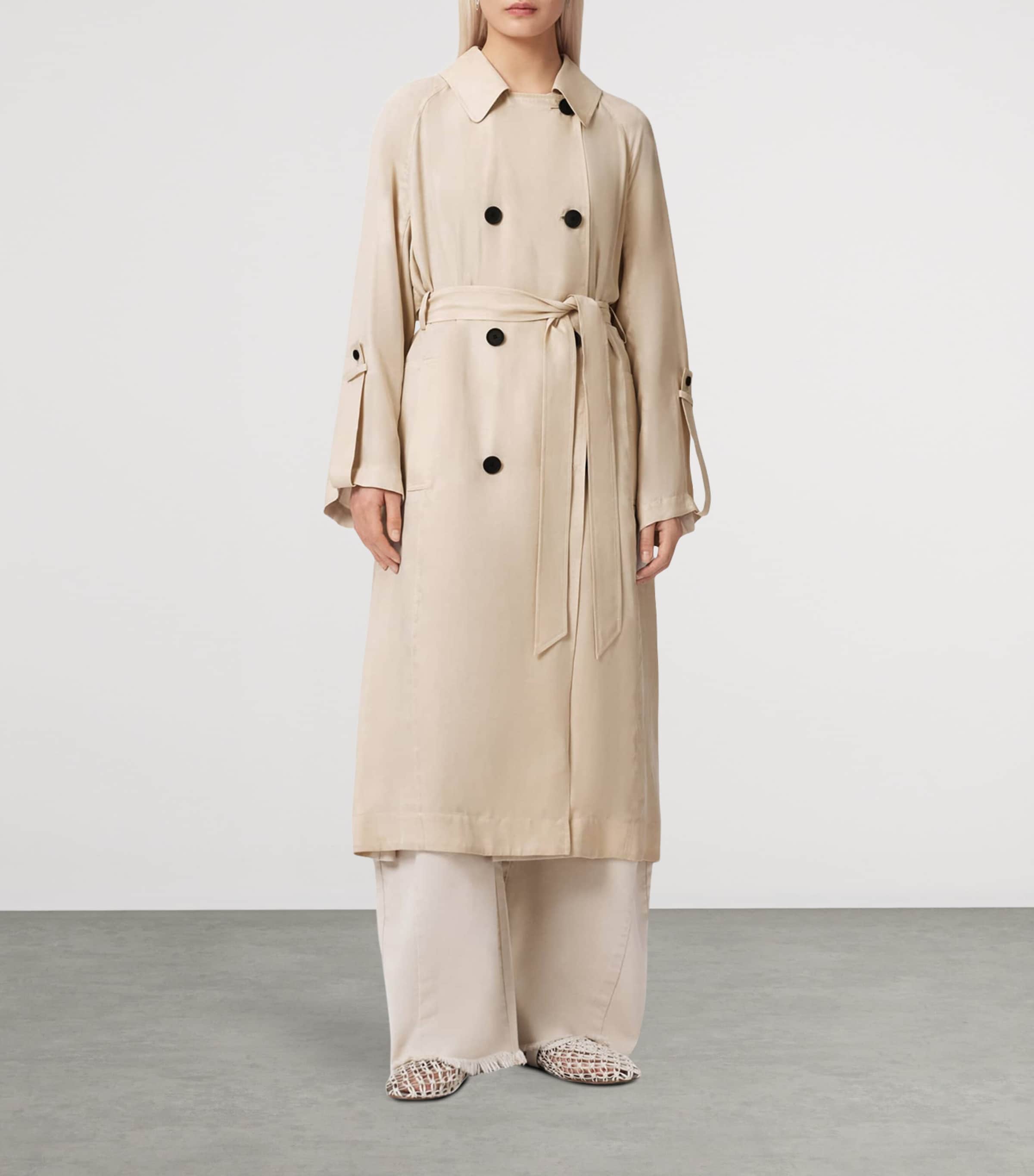 AllSaints Womens Lizie Trench Coat Parchment White Image 2