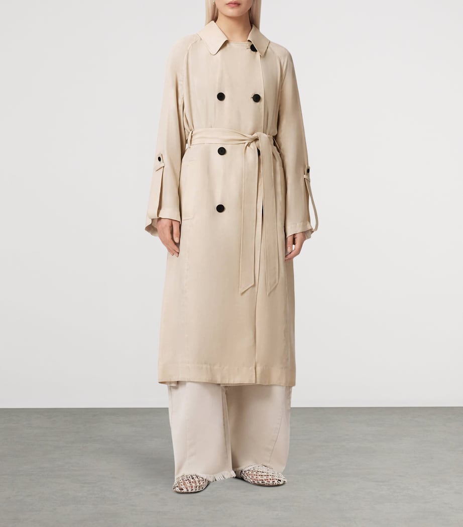 AllSaints Womens Lizie Trench Coat Parchment White Image 2