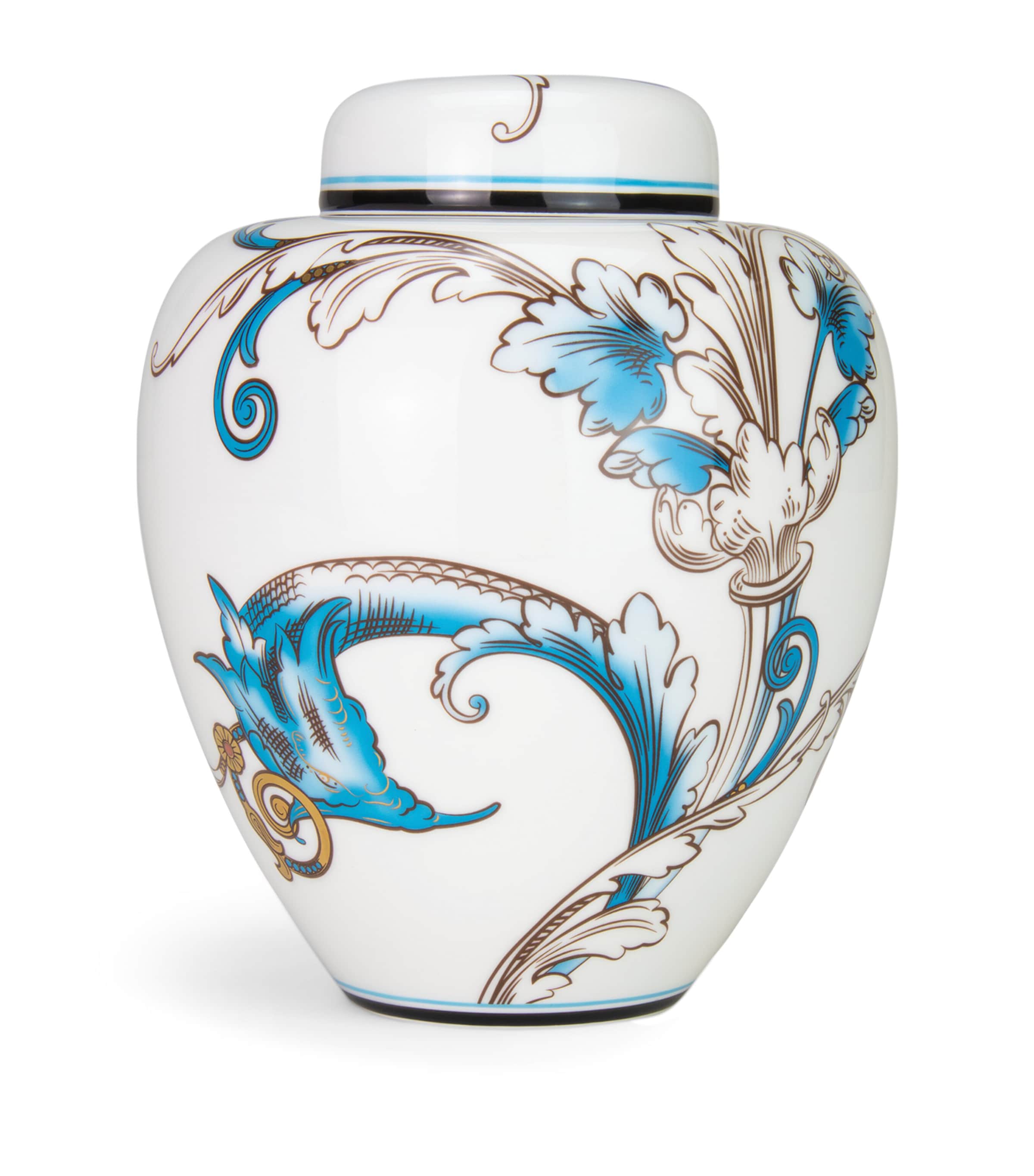 Wedgwood Florentine Turquoise Lidded Vase, 6"