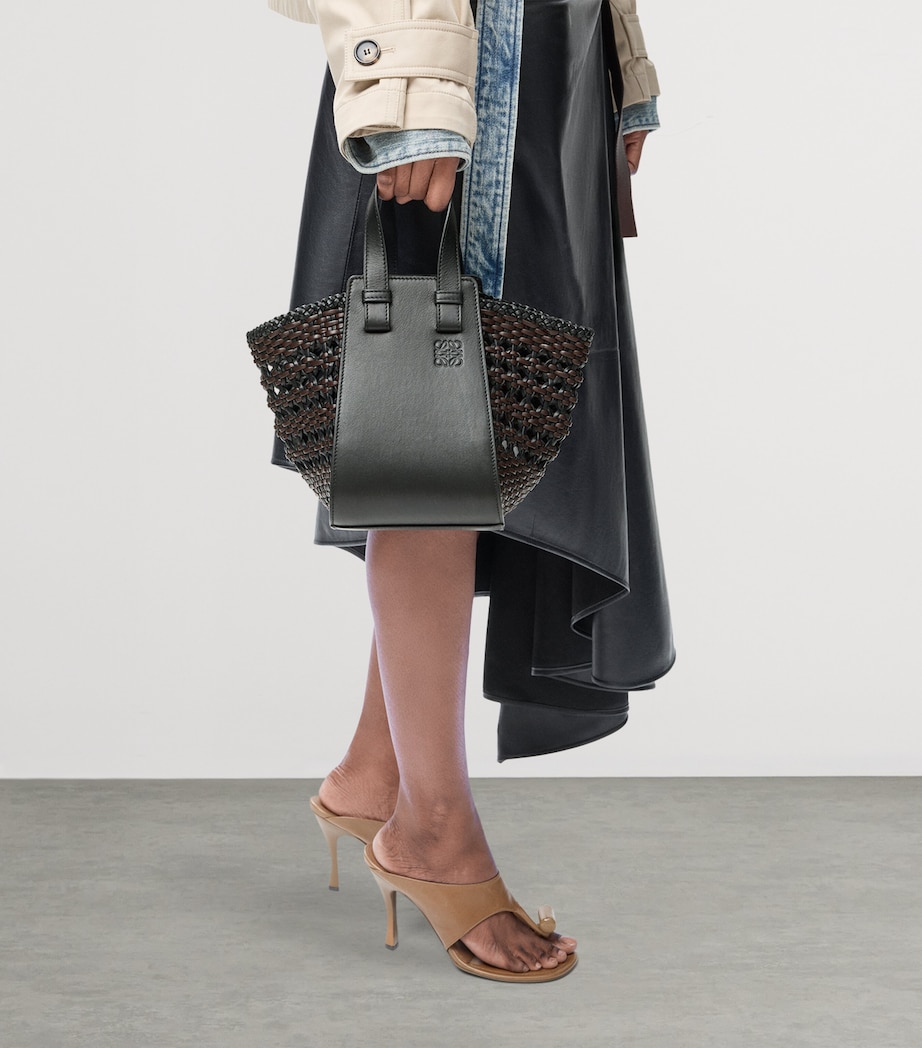 Leather Hammock Top-Handle Bag BLACK/BROWN Image 8