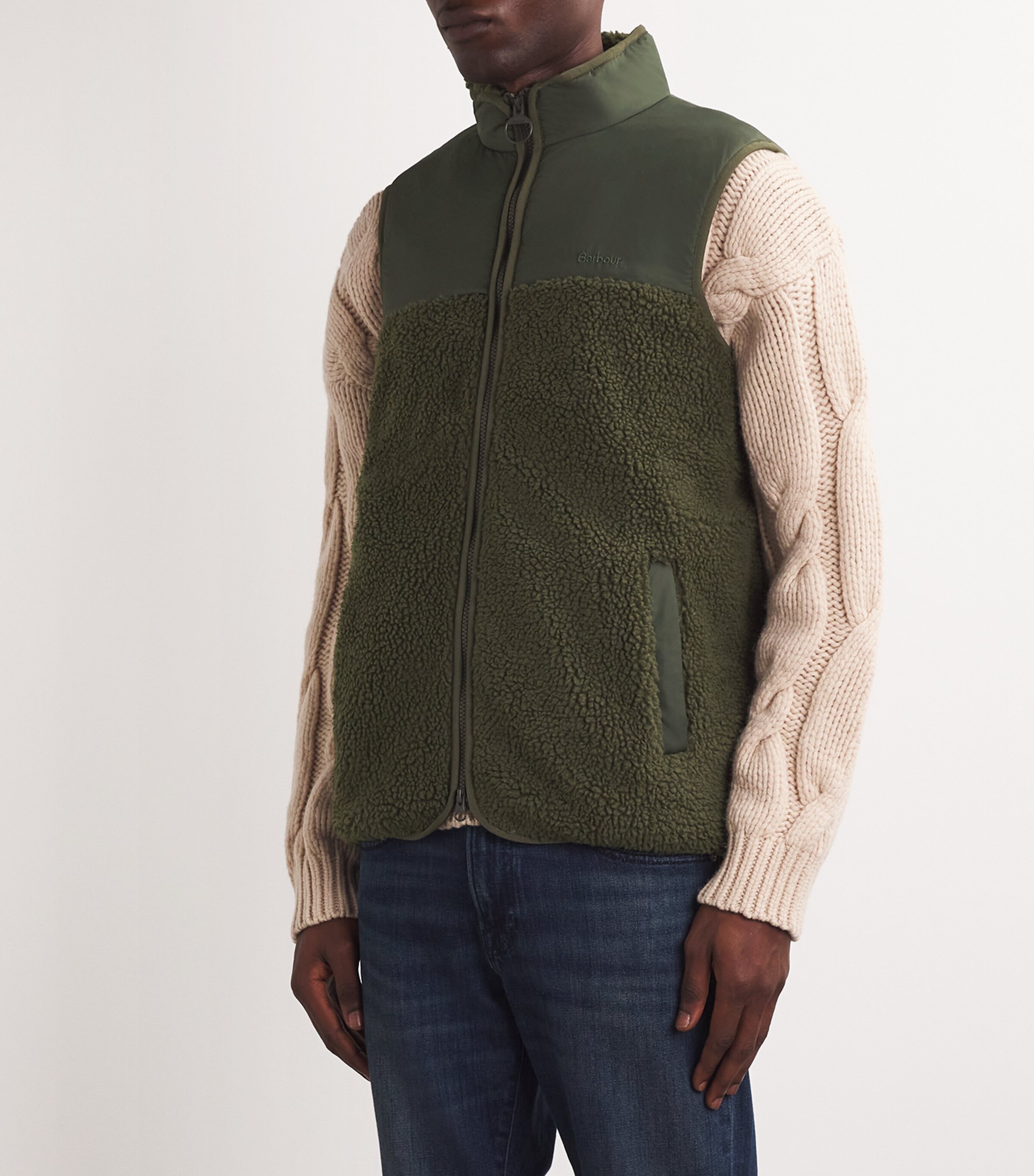 Barbour Mens Newlan Fleece Gilet Olive Image 3