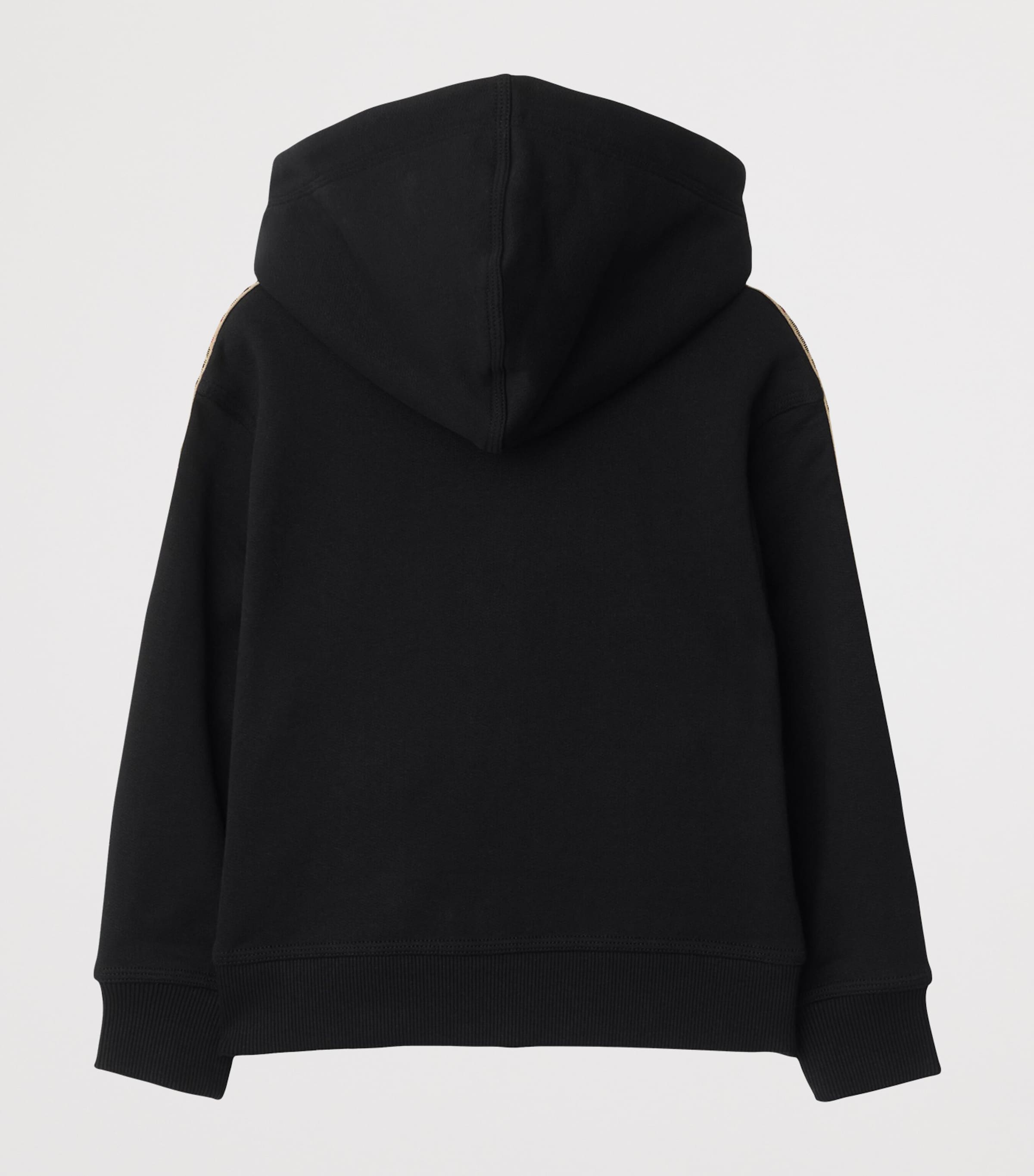 Cotton Check-Trim Zip-Up Hoodie (3-12 Years) BLACK Image 2