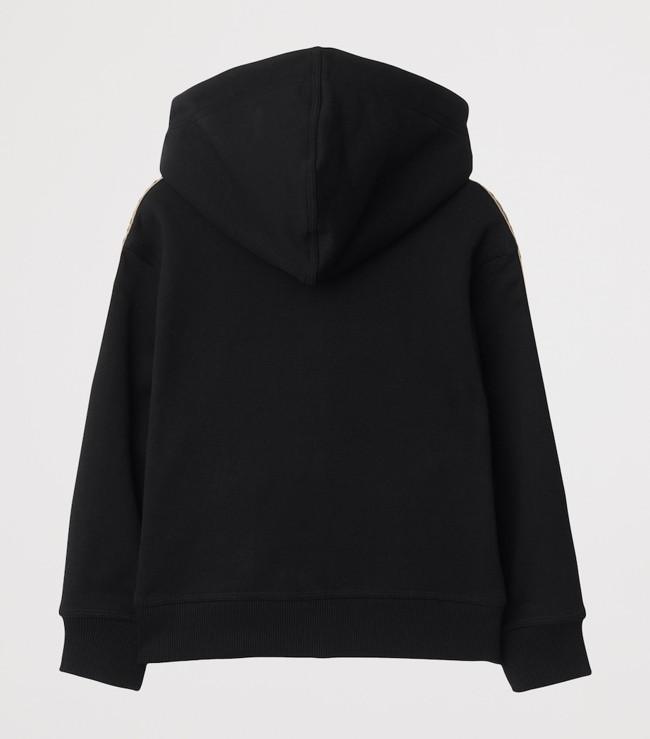 Cotton Check-Trim Zip-Up Hoodie (3-12 Years) BLACK Image 2