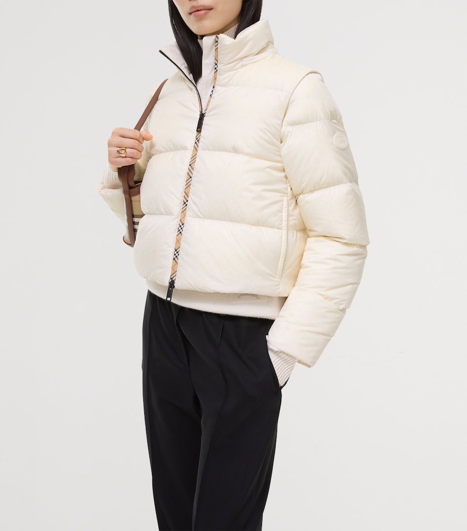 Burberry Womens Detachable-Sleeve Puffer Jacket Tundra White Image 3