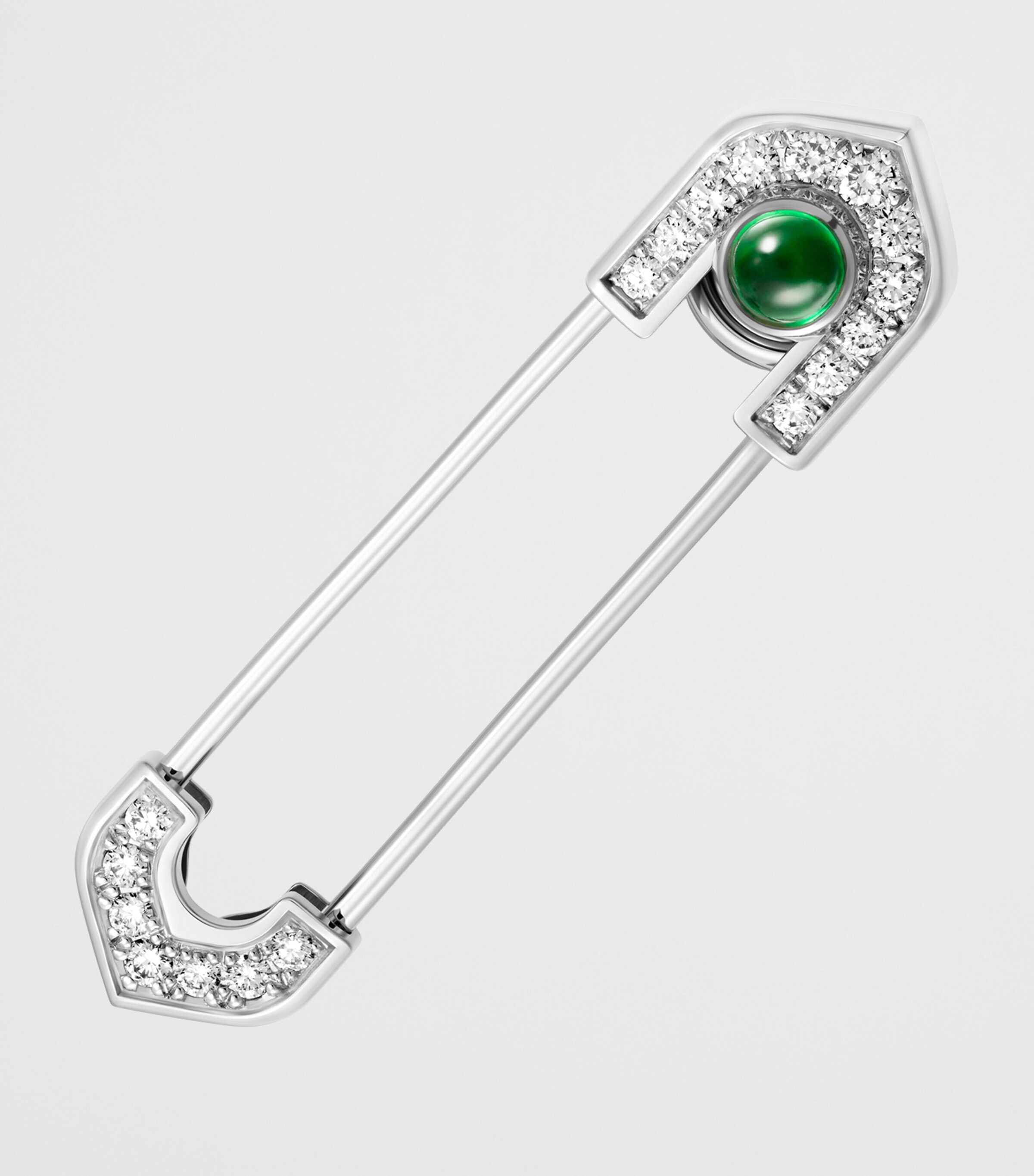 White Gold, Diamond and Emerald C de Cartier Tie Pin WHITE GOLD Image 3