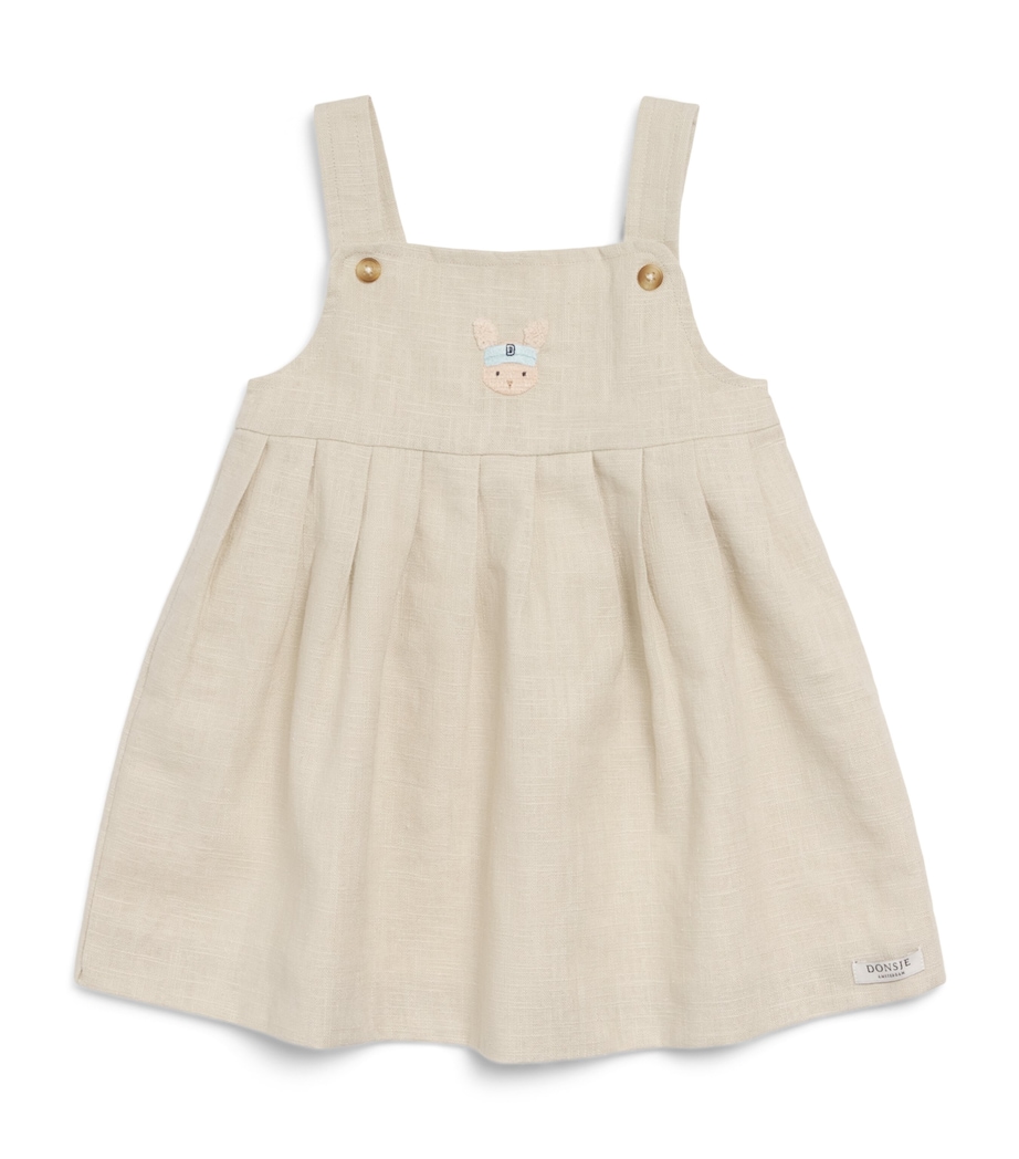 Donsje Linen-Cotton Harper Dress (Newborn – 4 Years) Soft Sand Image 1