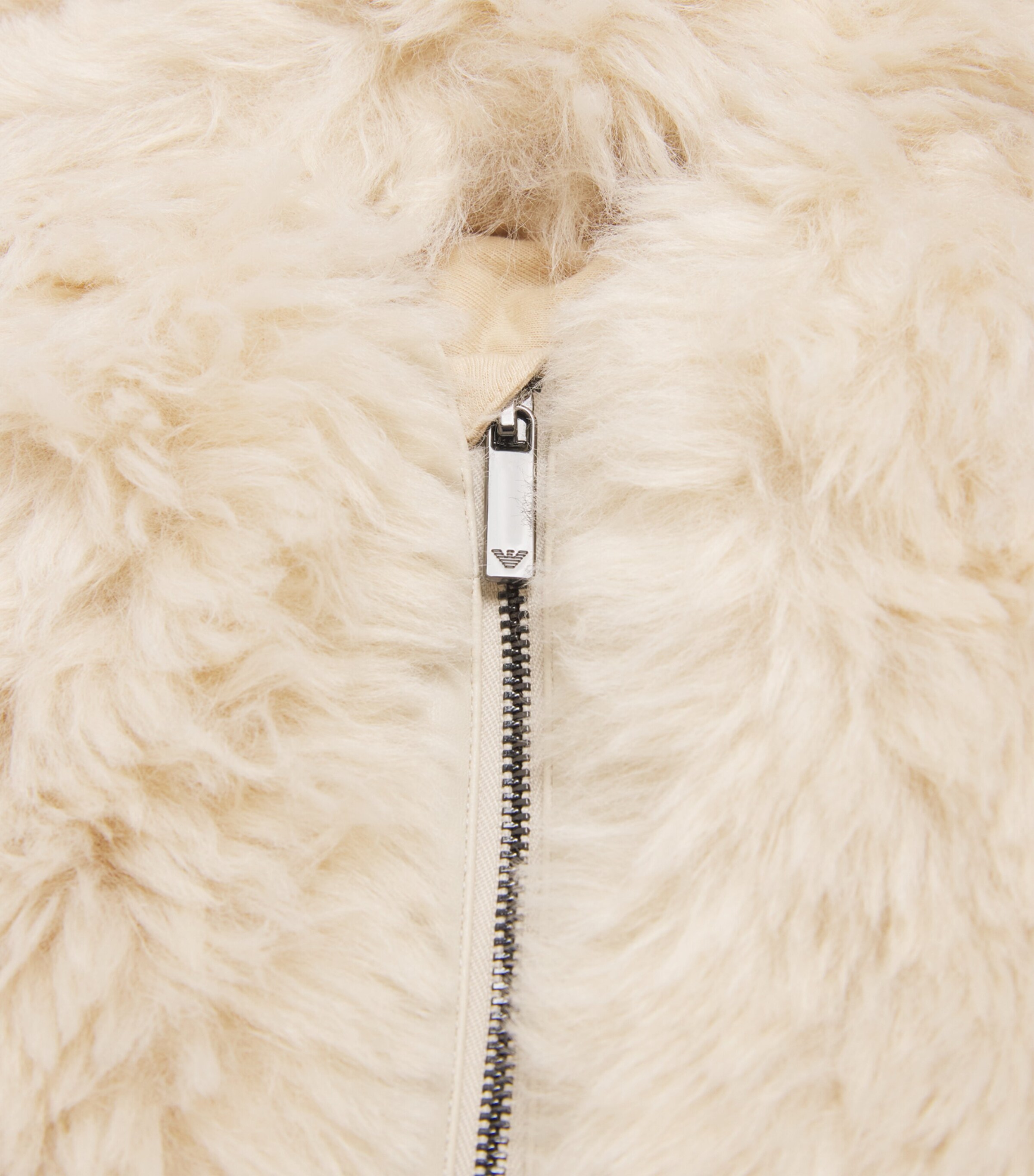 Emporio Armani Kids Faux Fur Hooded Coat (6-36 Months) White Sand Image 3