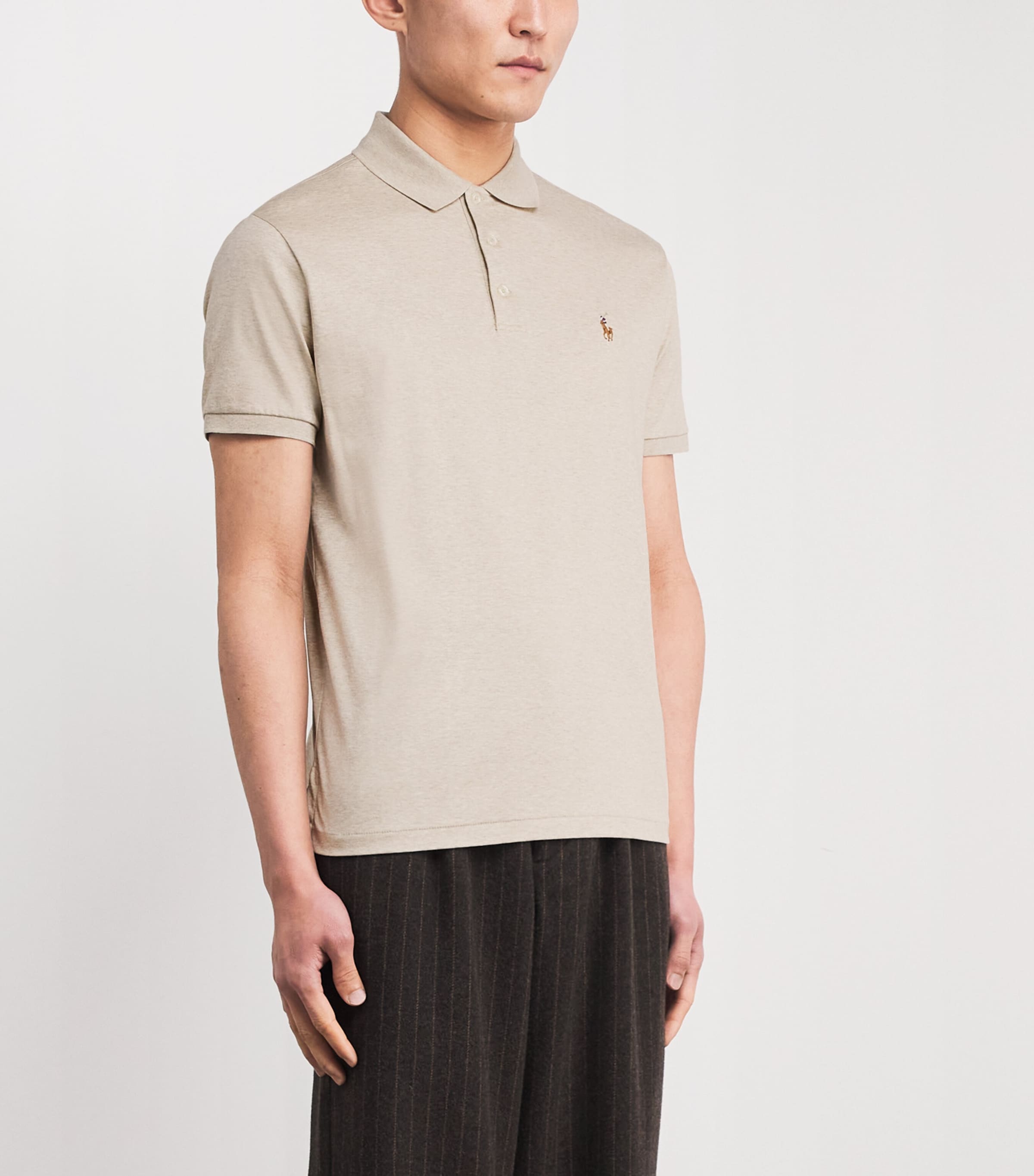 Pima Cotton Slim Polo Shirt EXPDTON DUNE HEATHER Image 3