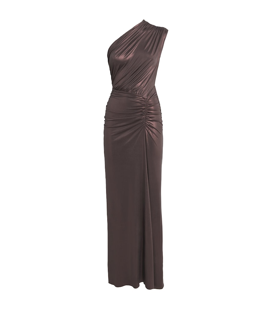 One-Shoulder Ruched Maxi Dress 906 MOCHA Image 1