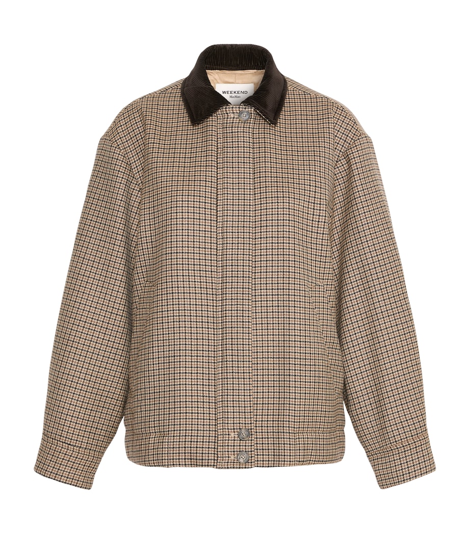Weekend Max Mara Womens Virgin Wool Check Quilted Jacket Brown Image 1