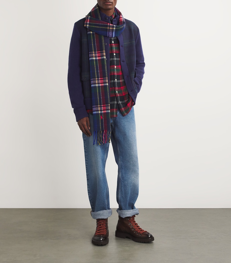 Polo Ralph Lauren Mens Wool Tartan Cardigan Blue Image 2