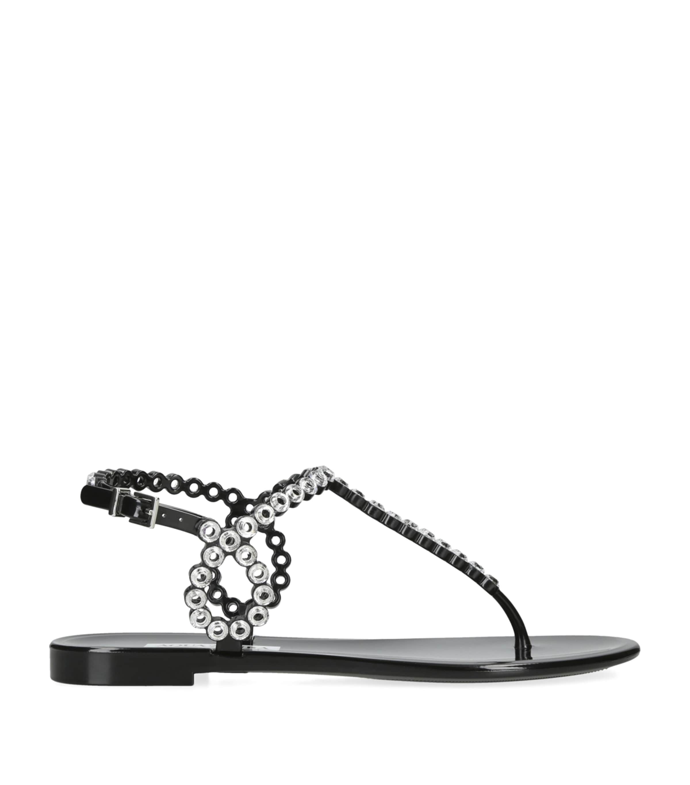 Aquazzura Almost Bare Crystal-embellished Pvc Sandals In Black