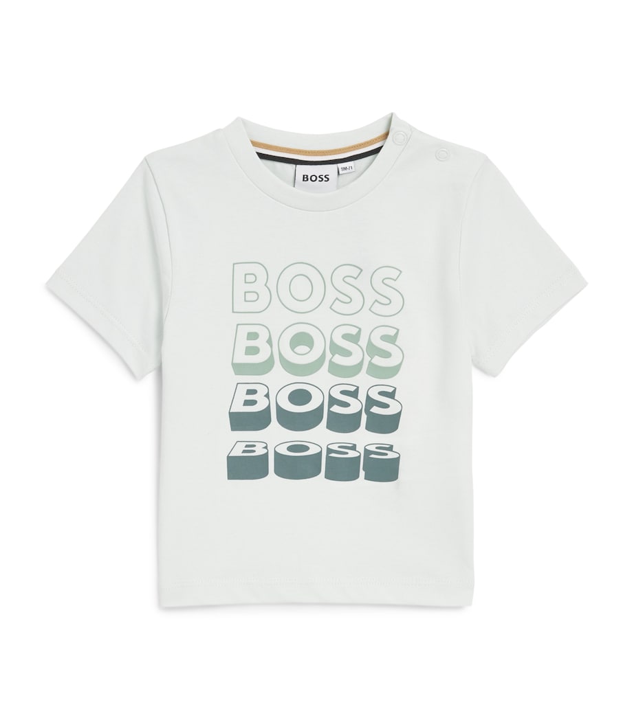 BOSS Kidswear Cotton Logo T-Shirt (3-36 Months) Green Image 1