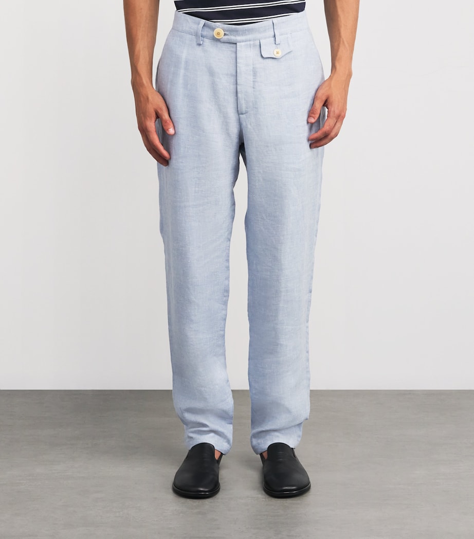 Linen Fishtail Trousers BLUE Image 3