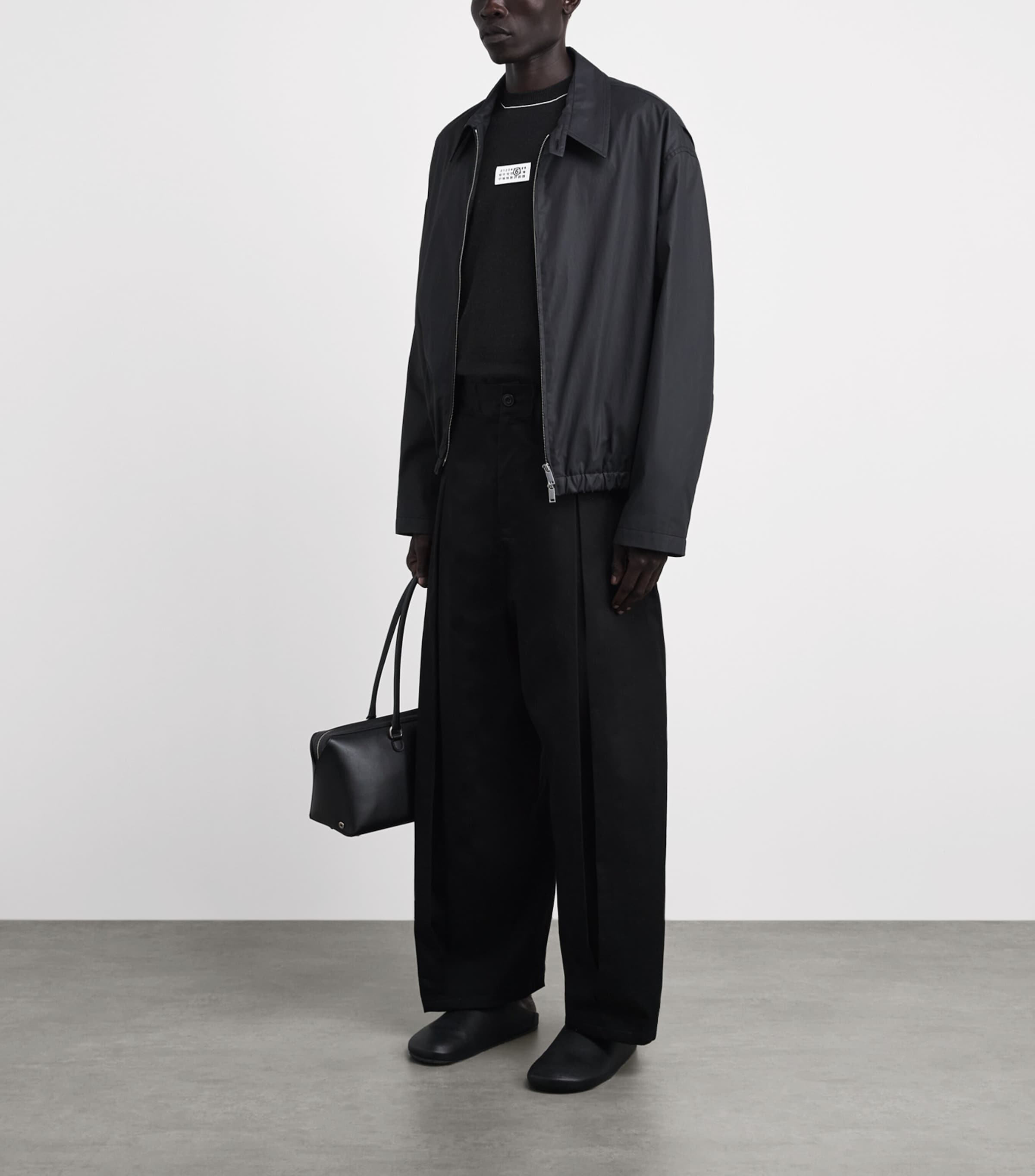 MM6 Maison Margiela Mens Virgin Wool-Blend Numeric Tab Sweater Black Image 2