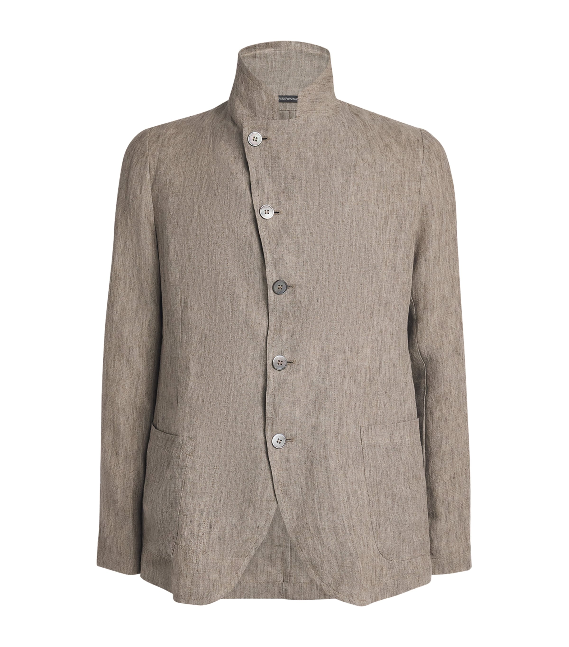 Emporio Armani Linen Blazer In Gray