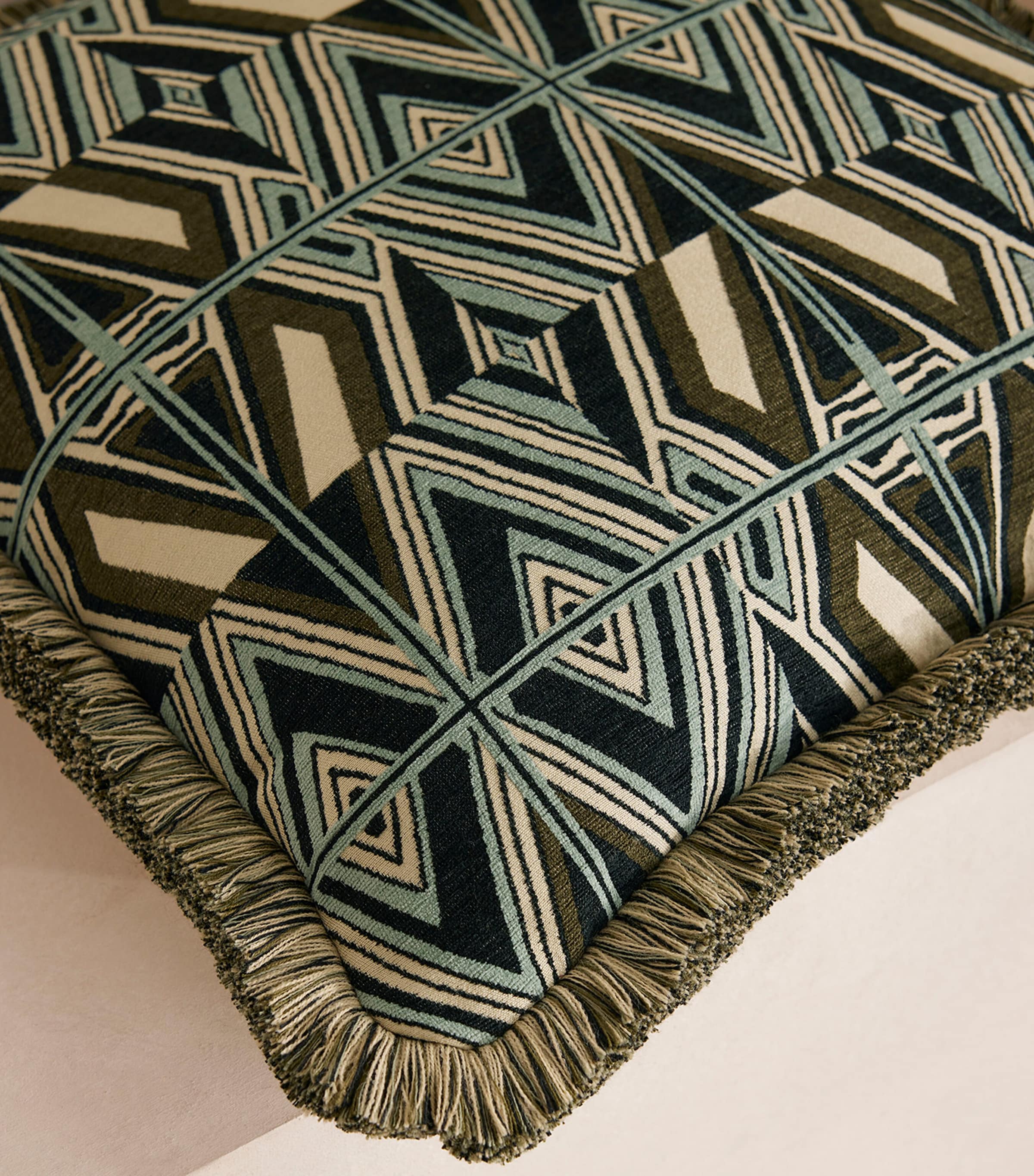 Soho Home Jacquard Aspen Square Cushion (50cm x 50cm) Olive Image 5