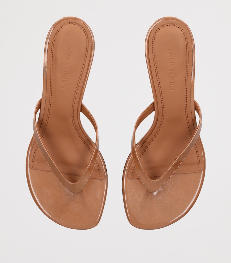 Amina Muaddi Leather Juliette Sandals 45 Mid Brown Image 4