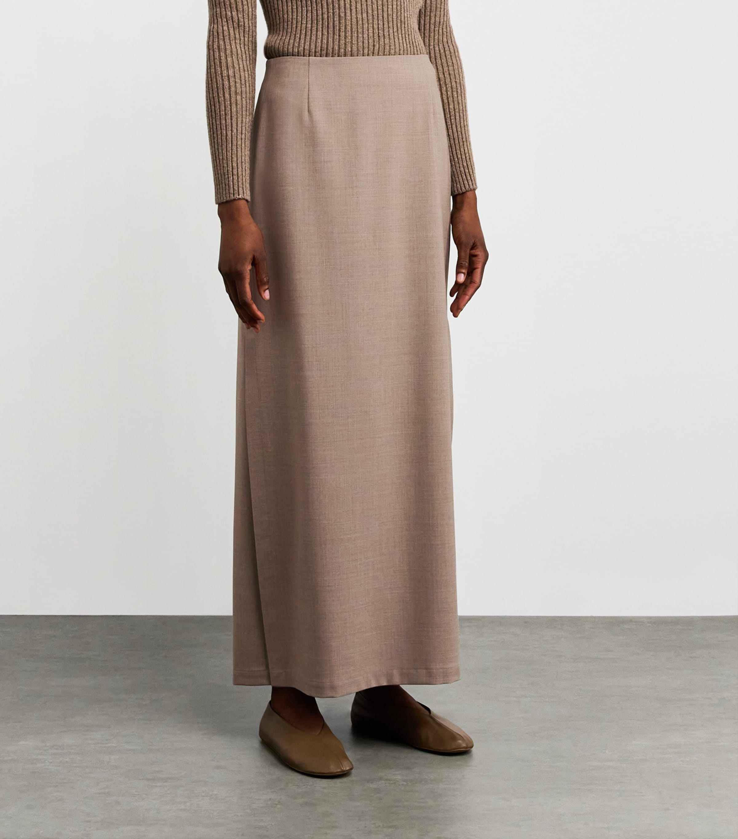 Wool Column Maxi Skirt 0005962 HICKRY MLNGE Image 3