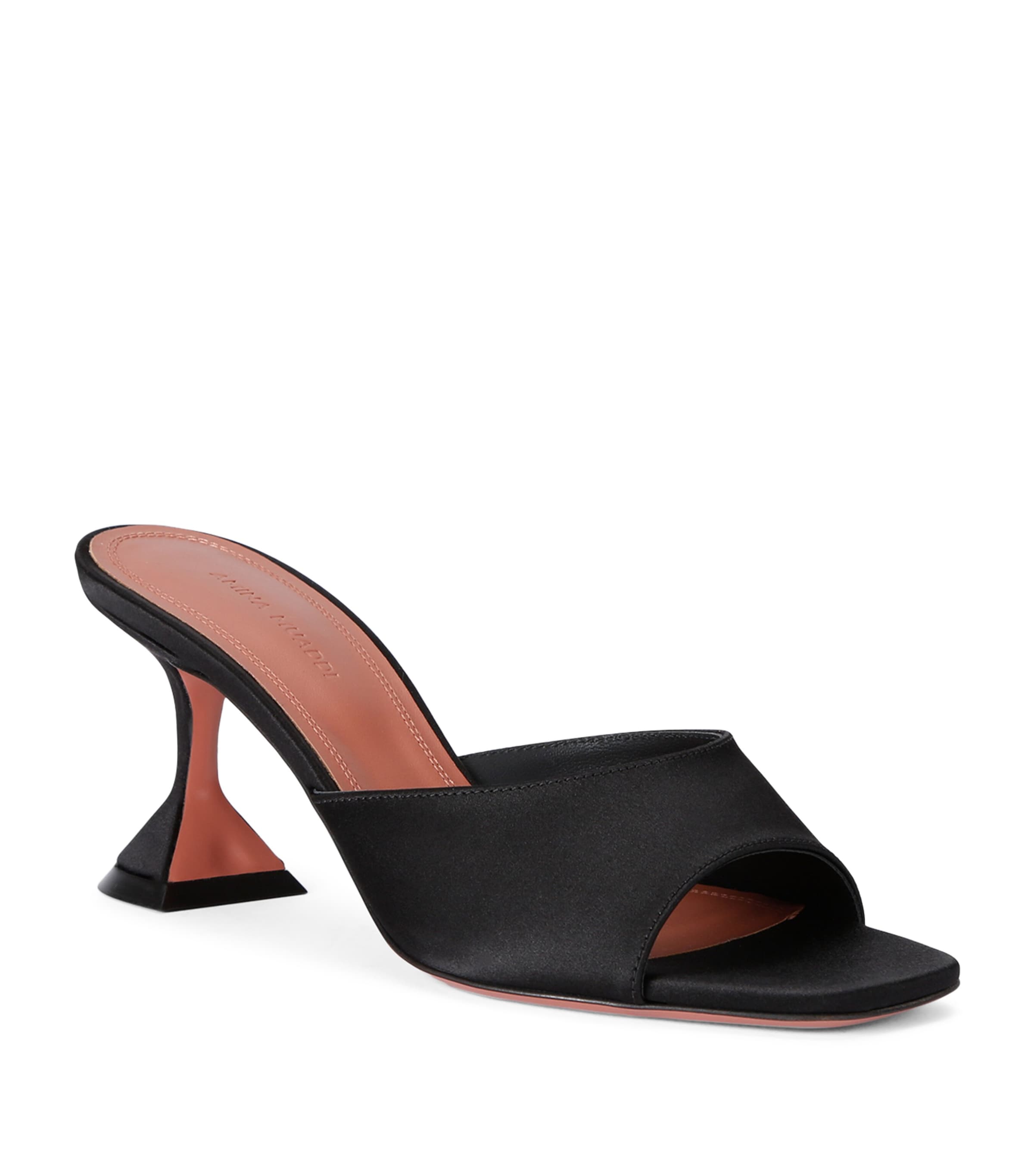 Amina Muaddi Satin Lupita Mules 70 Black Image 3