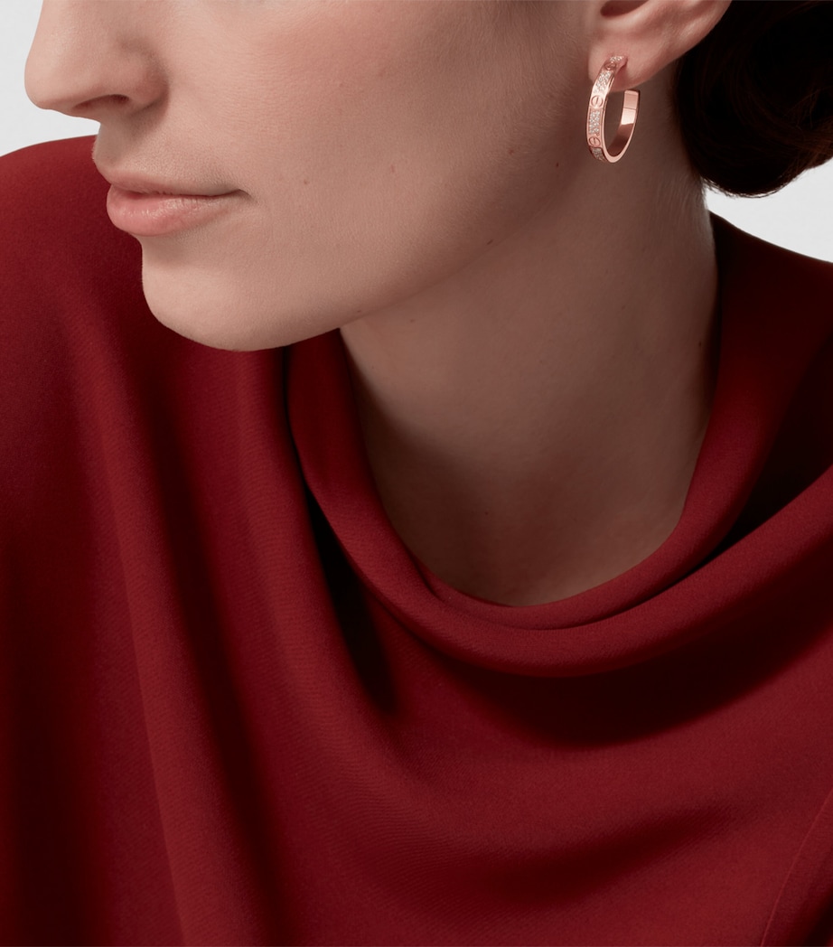 Rose Gold and Diamond Love Hoop Earrings ROSE GOLD Image 6