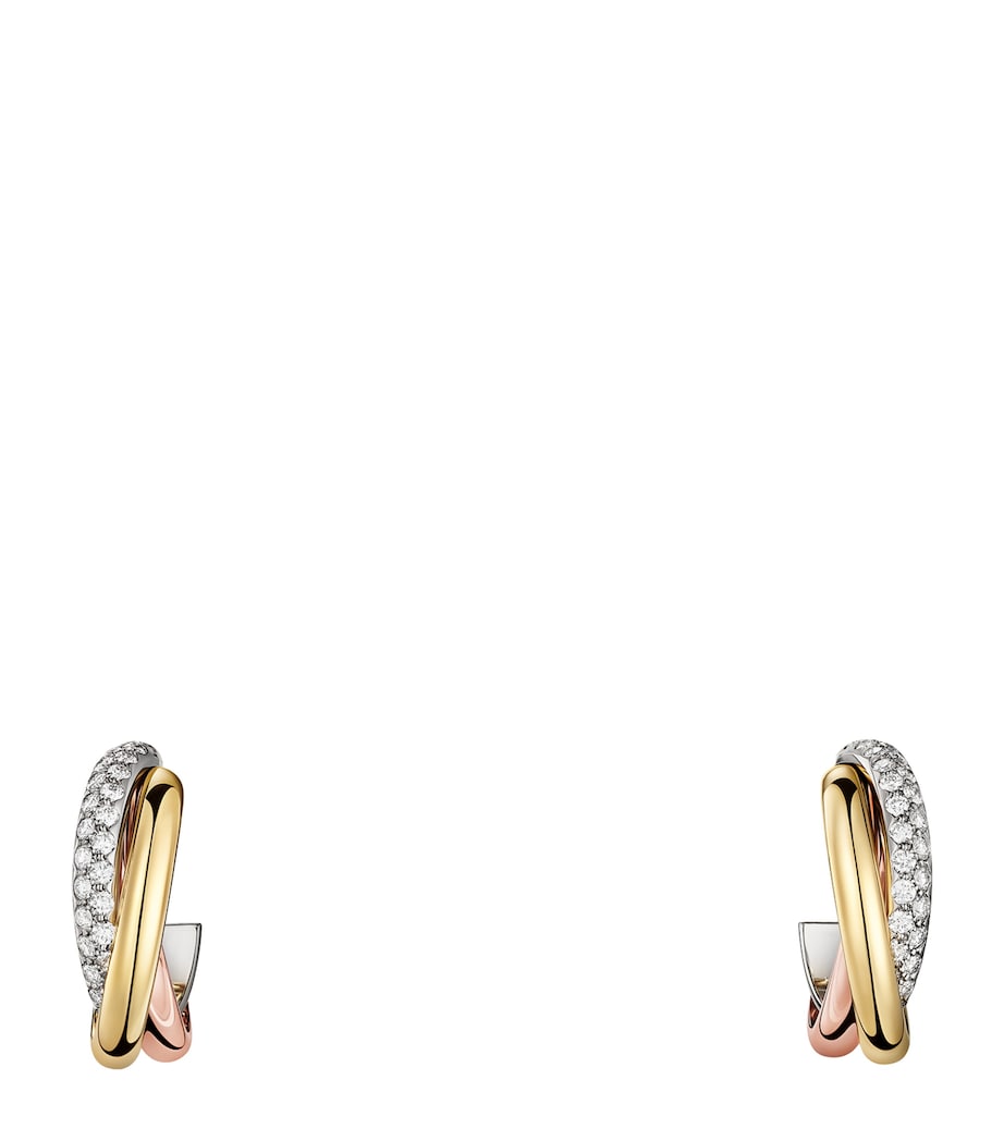Cartier White, Yellow, Rose Gold and Diamond Trinity Earrings Wg, Rg, Yg Image 1