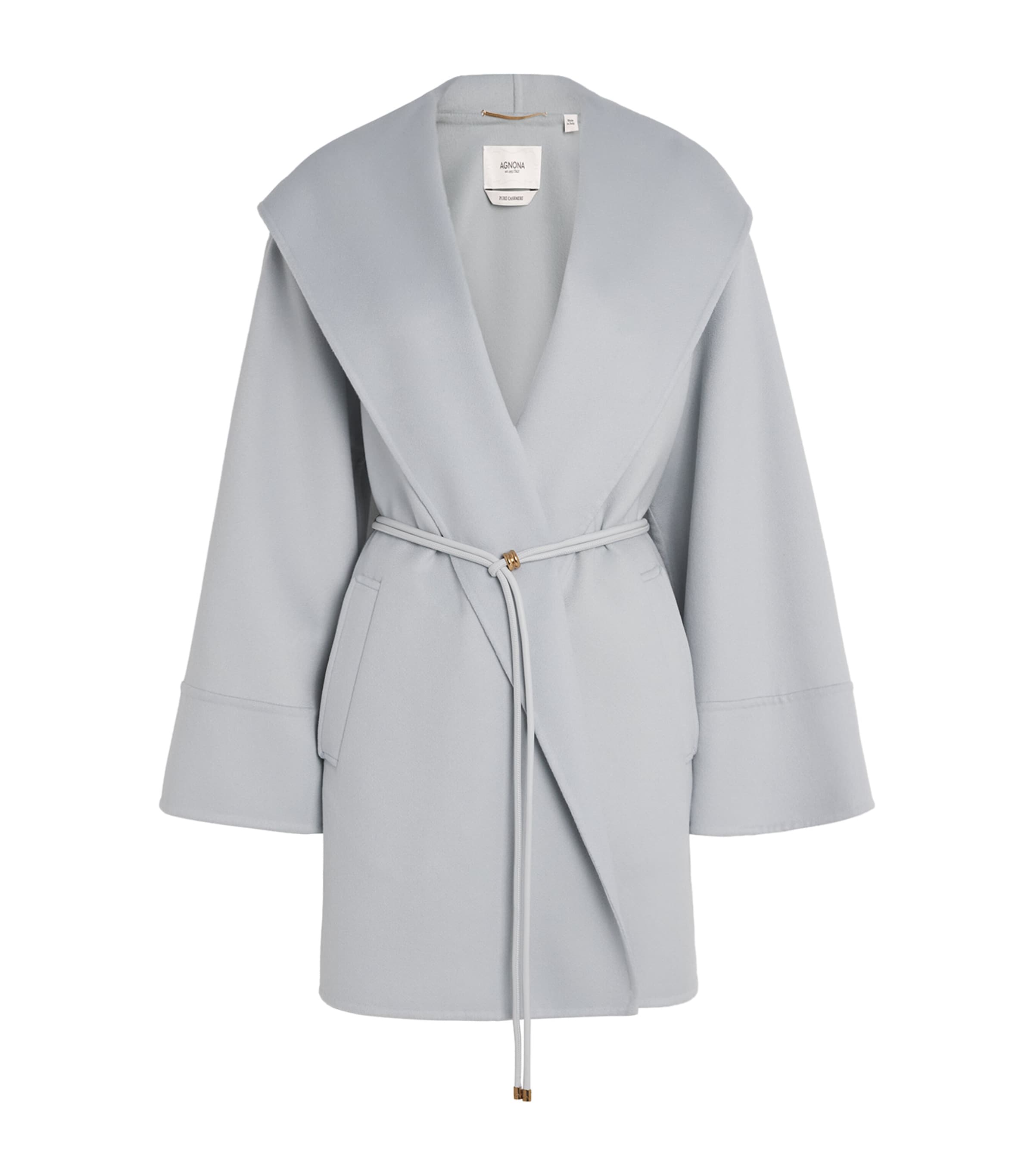 Agnona Cashmere Wrap Coat In Gray