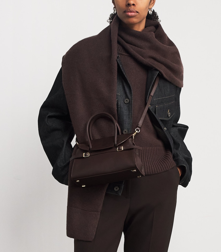 Mini Leather River Top-Handle Bag CACAO Image 5