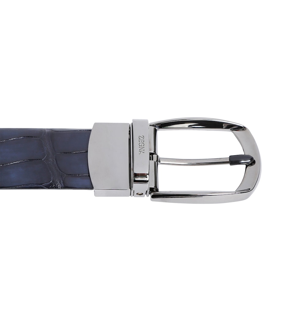 Crocodile Leather Parentesi Belt NAVY Image 3