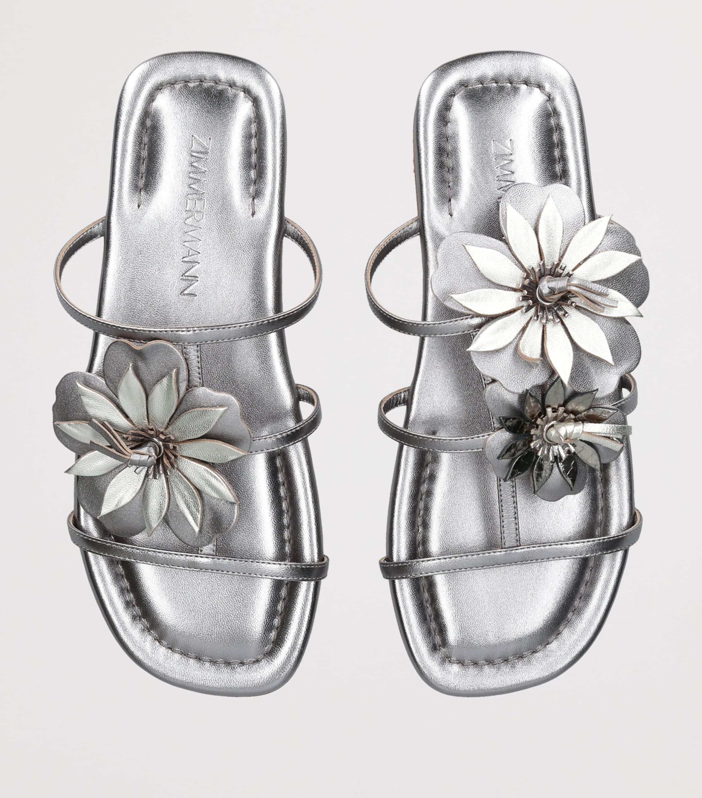 Zimmermann Metallic Leather Belara Slides Silver Image 3