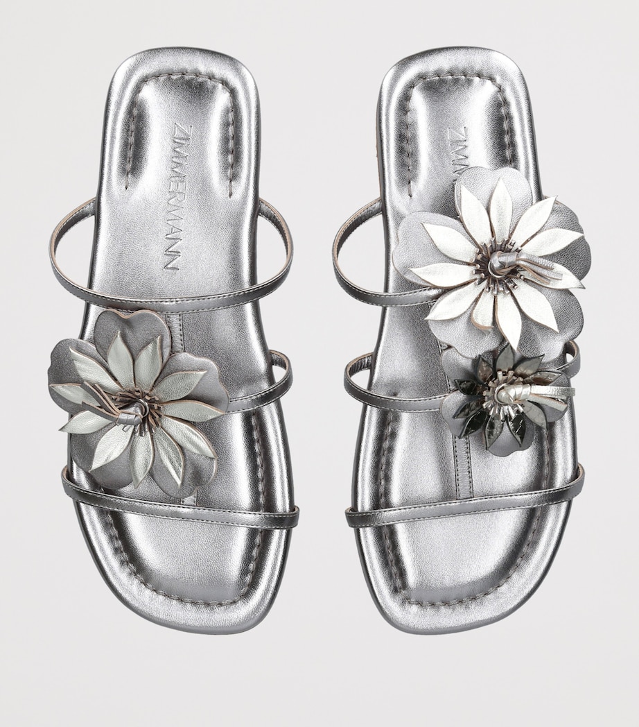 Zimmermann Metallic Leather Belara Slides Silver Image 3
