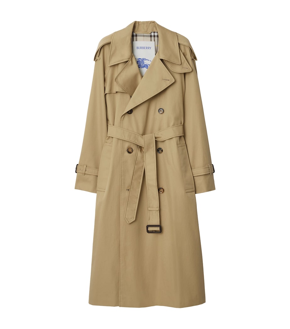 Burberry Womens Long Gabardine Castleford Trench Coat Beige Image 1