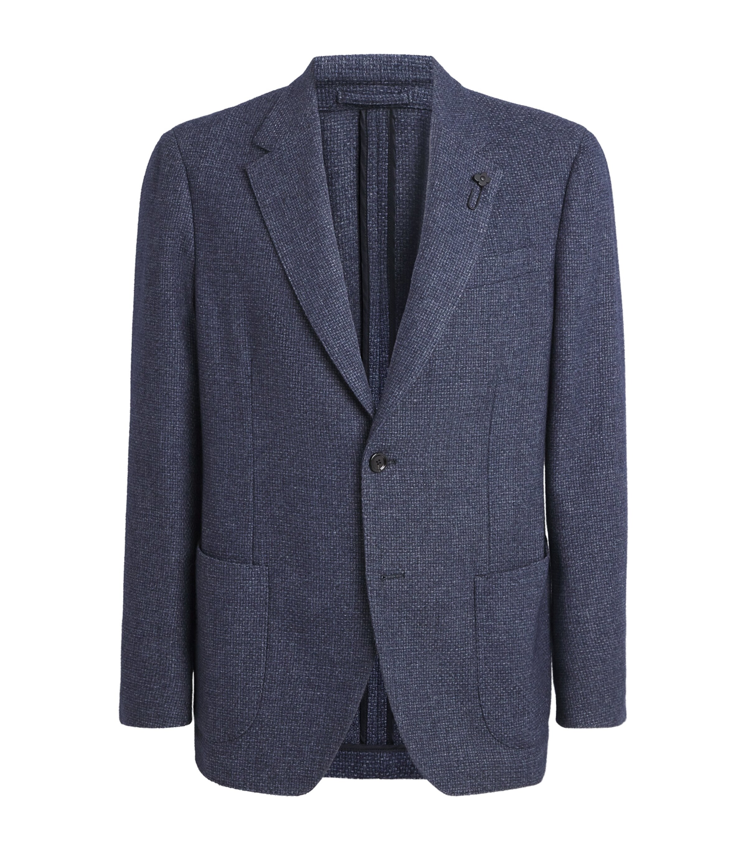Lardini Mens Woven Single-Breasted Blazer Light Navy Image 1