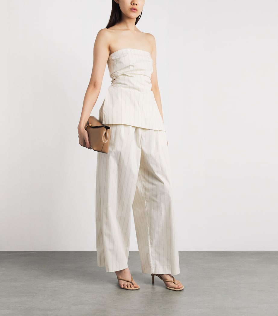 St. Agni Womens Pinstripe Tie-Detail Top Ecru Stripe Image 2
