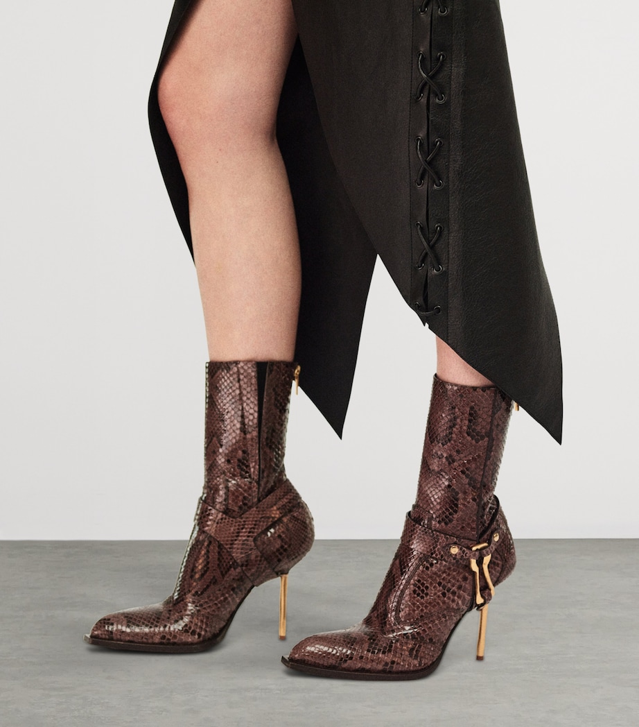 Python Skin Keyhole Ankle Boots 95 800 BROWN Image 3