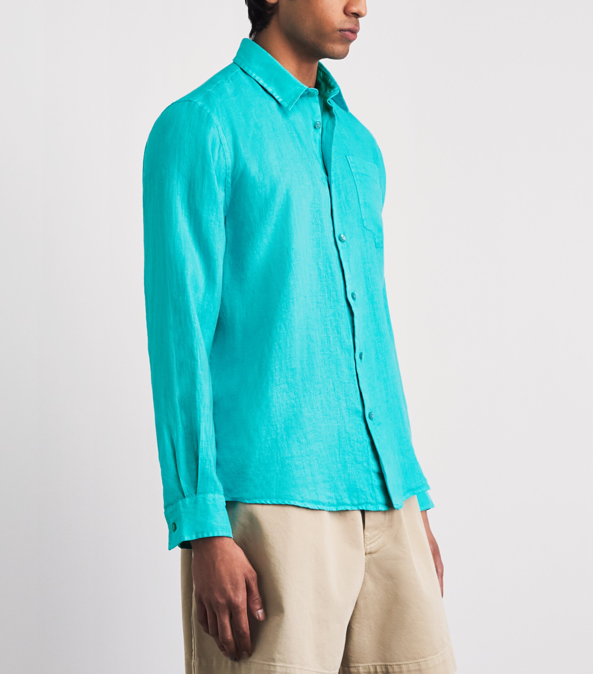 Vilebrequin Mens Linen Caroubis Shirt Vert Disco Image 4