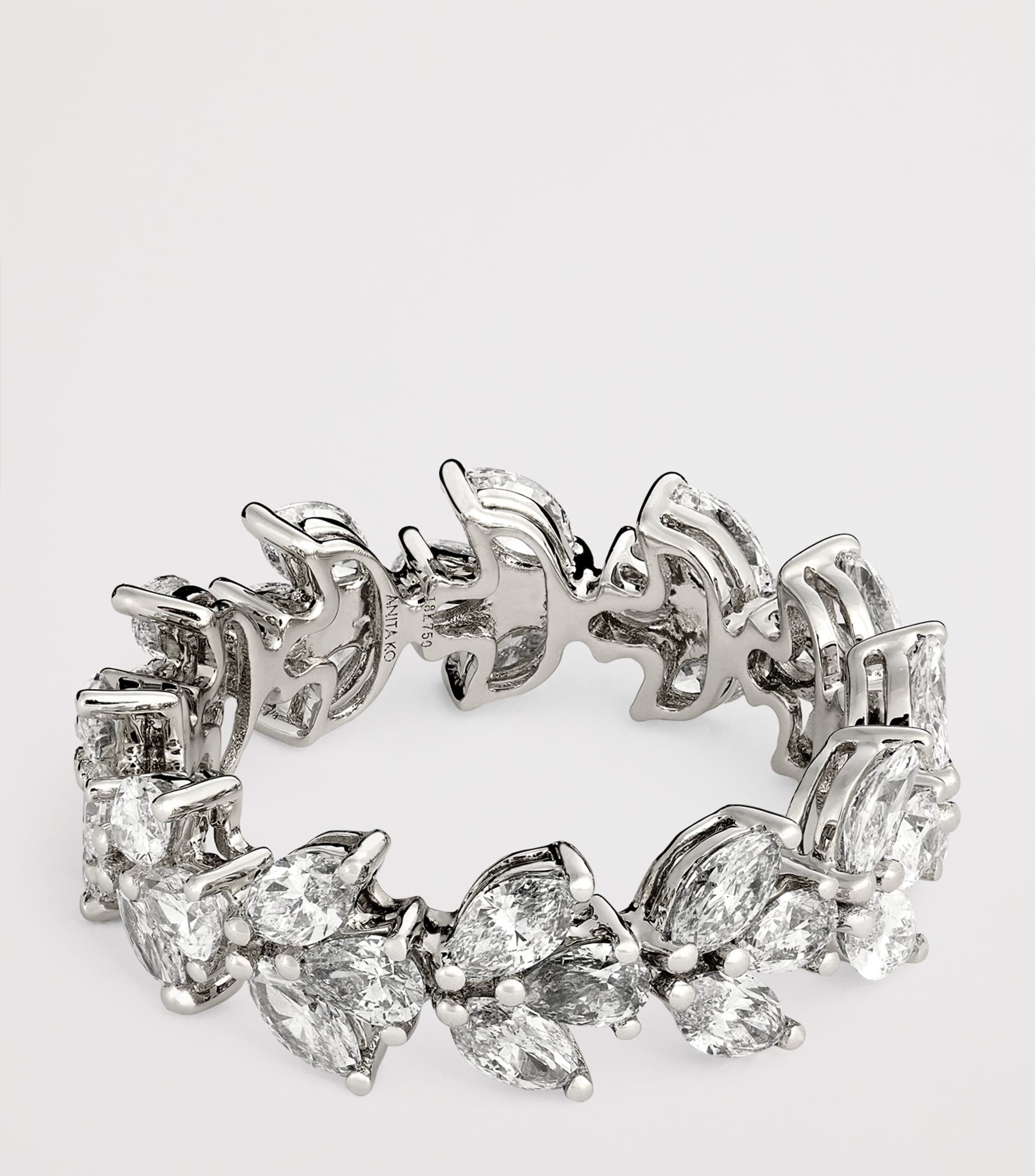 White Gold and Diamond Lotus Ring WHITE GOLD Image 4